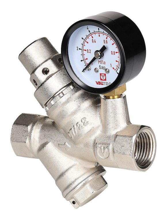 Редуктор давления VALTEC с фильтром и манометром, от 2 до 5 бар 1/2"