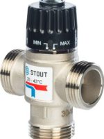 STOUT Термост. смес. клапан для ситем отопления и ГВС 1  НР 35-60C Kvs 2,5