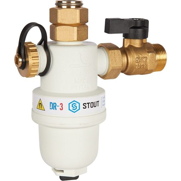 STOUT Фильтр-шламоотделитель с магнитом для настенных котлов, 3/4"НР-3/4"НГ-3/4"НР