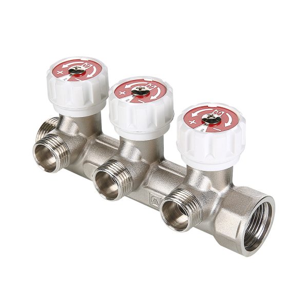 Коллектор VALTEC с регулировочными вентилями, 3/4"х3 вых. 1/2" нар.  (на подающий трубопровод)