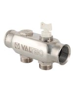 Коллектор из нерж. стали VALTEC, с межосевым расстоянием выходов 50мм, 1"х9 вых. 3/4"Евроконус.