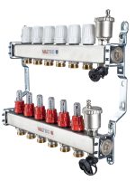 Коллект. блок VALTEC, из нерж. стали с регулир. клапанами и расходомерами, 1"х6 вых. Евроконус 3/4"