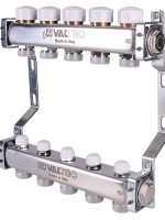 Блок коллекторов VALTEC,с ручными регулировочными клапанами1"х8 вых Евроконус 3/4