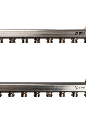 Коллектор из нержавеющей стали для радиаторной разводки 8 вых. STOUT