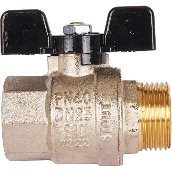 Кран шаровой полнопроходной, ВР/НР, ручка бабочка 1" STOUT