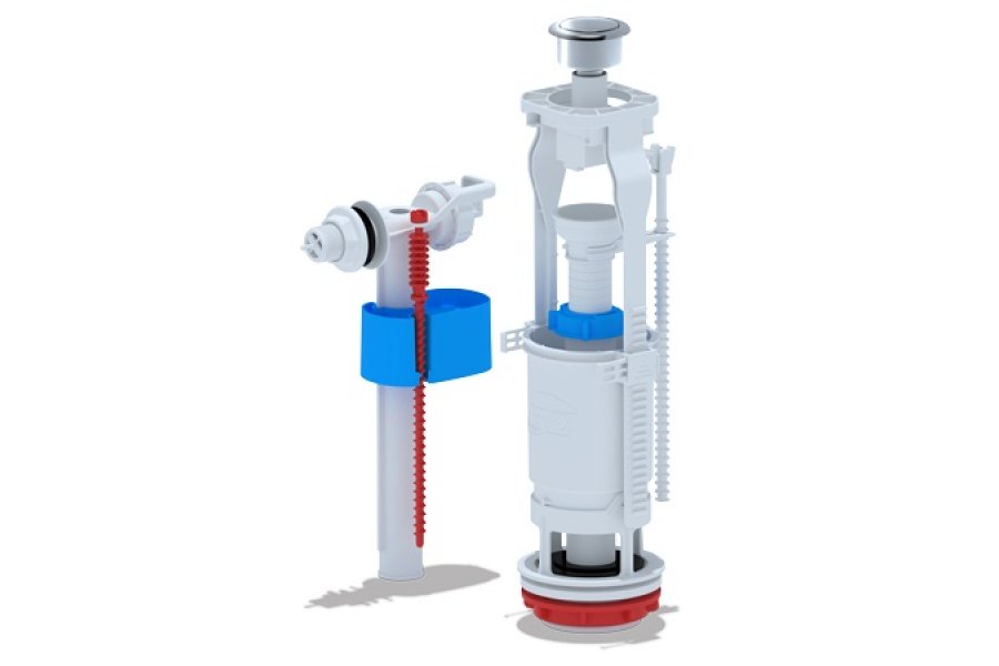 WC6050M Набор с боковой подводкой 1/2 с пластиковым штуцером, кнопка металл, эконом (20 ш/к)