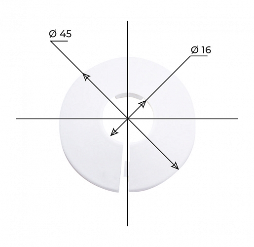 Чашка декоративная (отражатель) 16 мм (45х16Х12мм) разъемная (пластик, белая) (2 шт.), MP