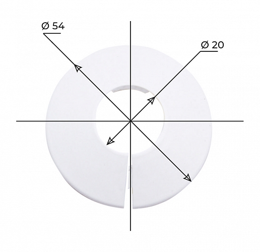 Чашка декоративная (отражатель) 20 мм (50х20Х12мм) разъемная (пластик, белая) (2 шт.), MP