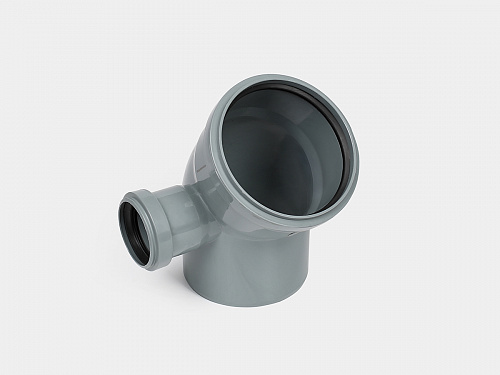 PP Отвод канализационный D110х45 с левым выходом D50 СТАНДАРТ КОНТУР