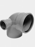 PP Отвод канализационный D110х90 с левым выходом D50 СТАНДАРТ КОНТУР