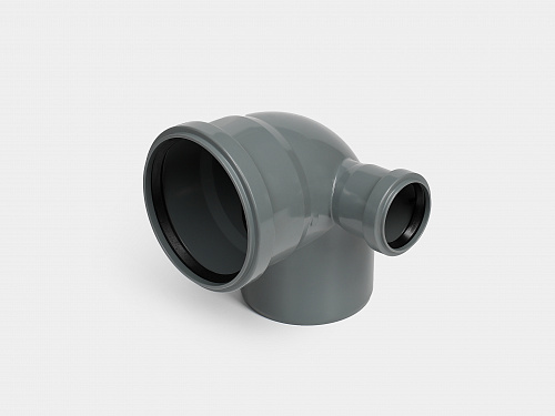 PP Отвод канализационный D110х90 с правым выходом D50 СТАНДАРТ КОНТУР
