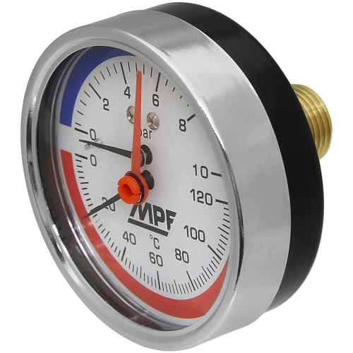 Термоманометр аксиальный, 10 Бар, темп. 120 гр., 1/2" н, MP-У