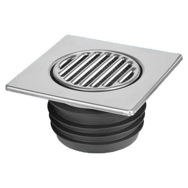 McAlpine Решетка 150 х 150 мм с фильтр. сеткой, обр. клапаном и "сухим" затвором, выход 110 мм, нерж