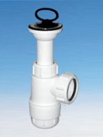 McAlpine Сифон бутылочный 1 1/4"'x32 мм с выпуском 60 мм нерж. реш., пробкой, выход компресс. D=32