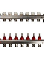 Коллектор из нержавеющей стали с расходомерами, с клапаном вып. воздуха и сливом 8 вых. STOUT