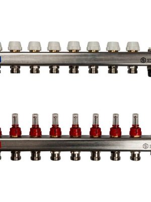 Коллектор из нержавеющей стали с расходомерами, с клапаном вып. воздуха и сливом 8 вых. STOUT
