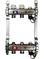 Коллектор из нержавеющей стали без расходомеров, с клапаном вып. воздуха и сливом 2 вых. STOUT