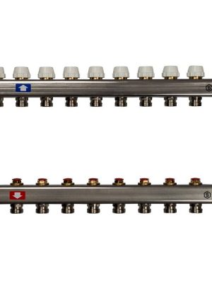 Коллектор из нержавеющей стали без расходомеров, с клапаном вып. воздуха и сливом 9 вых. STOUT