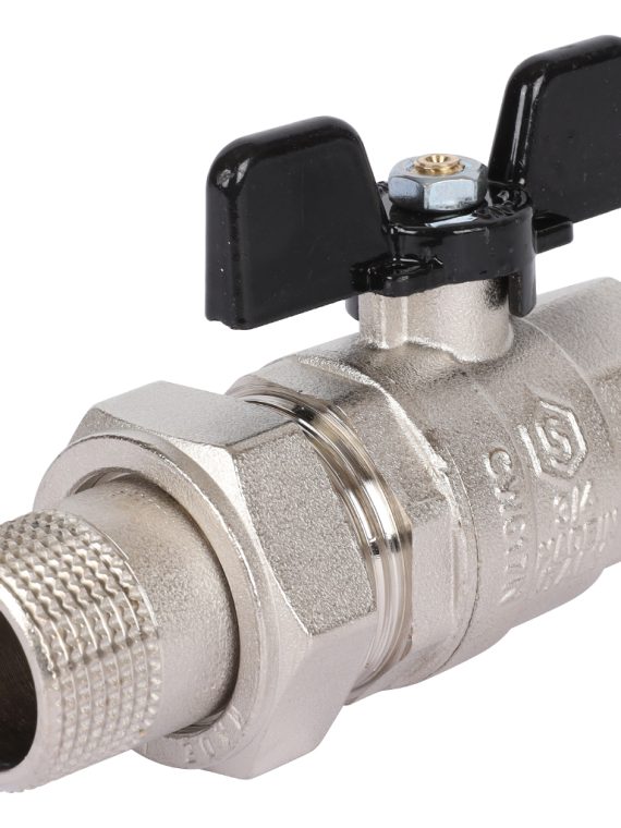 STOUT Кран шаровой полнопроходной с американкой, ВР/НР, ручка бабочка 3/4
