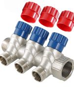 Коллектор VALTEC с регулировочными вентилями, 1"х3 вых. 1/2" нар.