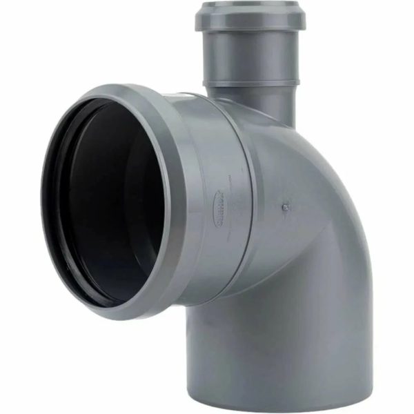 Отвод с фронт. патрубком (выход вверх) ПП D110/050х87° СИНИКОН (уп.15)