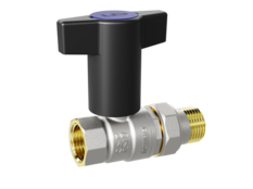 Кран НВ 1/2" с разъемным соед. Pride с пластиковой T-ручкой, с синей и красной вставкой