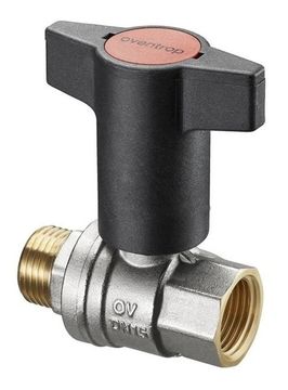 Кран НВ 1/2" Pride с пластиковой T-ручкой, с синей и красной вставкой