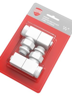 Набор дизайн-вентилей Royal Thermo CUBE, угловой (белый) 1/2"