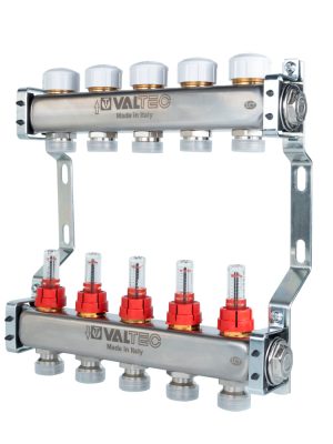Блок коллекторов VALTEC,с расходомерами 1"х10 вых Евроконус 3/4