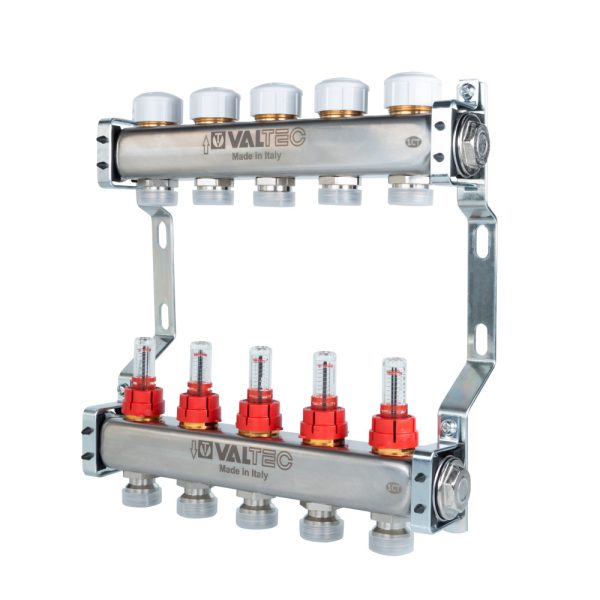 Блок коллекторов VALTEC,с расходомерами 1"х10 вых Евроконус 3/4