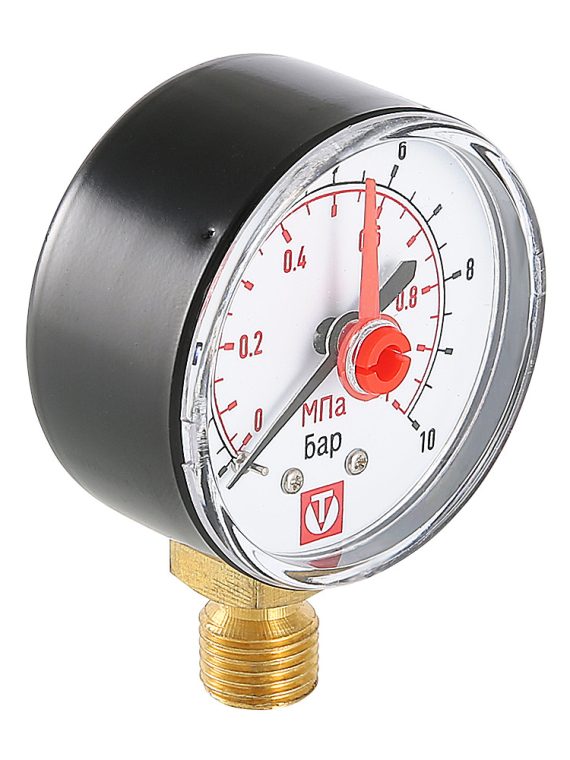 Манометр VT.TM50 Dy 50 с нижним подключением 1/4", 0-10 бар (для самоочищающегося фильтра)