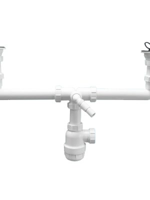 McAlpin Сифон бутылоч. 1 1/2"х40мм для 2х рак. с вып. 70мм нерж. реш., пробками, вых. 40 мм компрес.