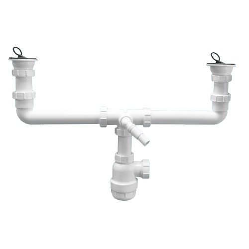 McAlpin Сифон бутылоч. 1 1/2"х40мм для 2х рак. с вып. 70мм нерж. реш., пробками, вых. 40 мм компрес.