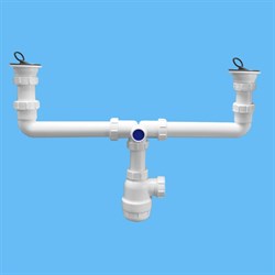 McAlpin Сифон бутылоч. 1 1/2"х40мм для 2х рак. с вып. 70мм нерж. реш., пробками, вых. 40 мм компрес.