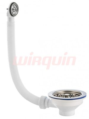 Wirquin Слив-перелив для мойки Элит 1 1/2, нерж. чашка D114 мм и с круглым переливом L300 мм