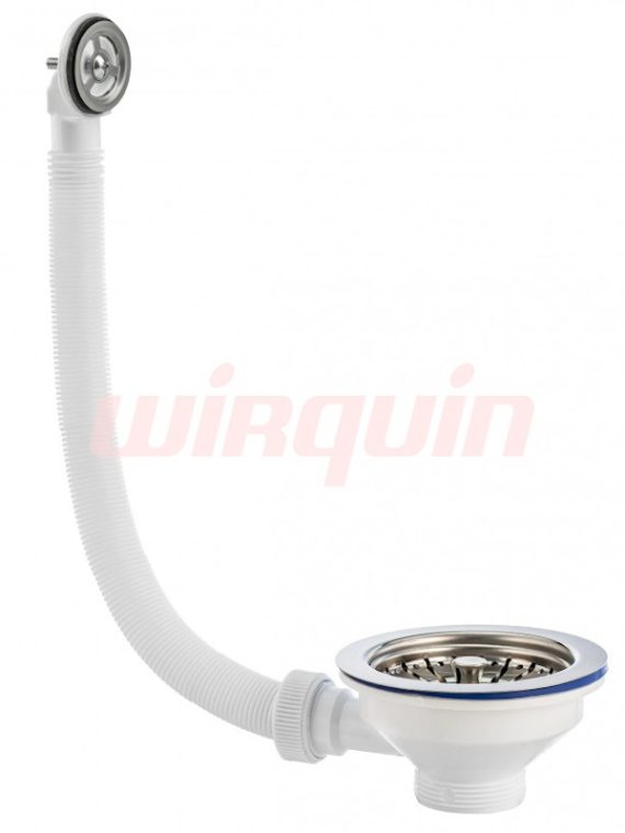 Wirquin Слив-перелив для мойки Элит 1 1/2, нерж. чашка D114 мм и с круглым переливом L300 мм