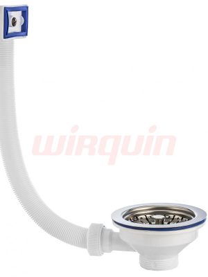 Wirquin Слив-перелив для мойки Элит 1 1/2, нерж. чашка D114 мм и с прямоугольным переливом L300 мм