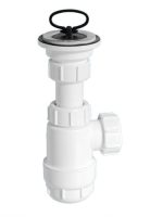 McAlpine Сифон бутылочный 1 1/4"'x32 мм с выпуском 60 мм нерж. реш., пробкой, выход компресс. D=32