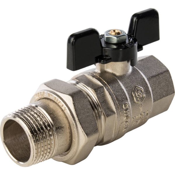 Кран шаровой полнопроходной с американкой, ВР/НР, ручка бабочка 1" STOUT